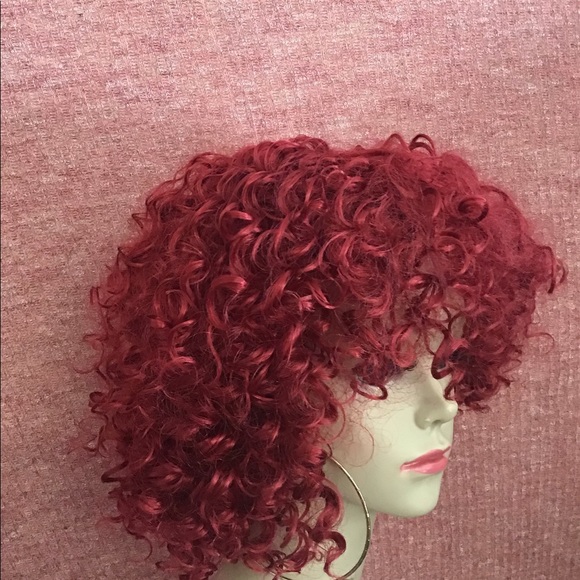 Burgundy Short Synthetic Curl Hair Wigs Fully Machine Made for Women 14 Inches - Picture 8 of 9